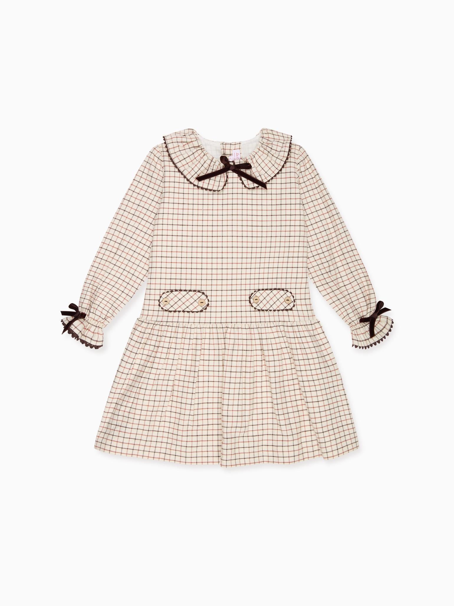Caramel Check Tessa Girl Drop Waist Dress
