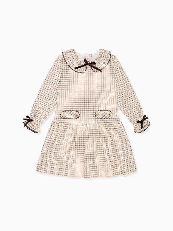 Caramel Check Tessa Girl Drop Waist Dress