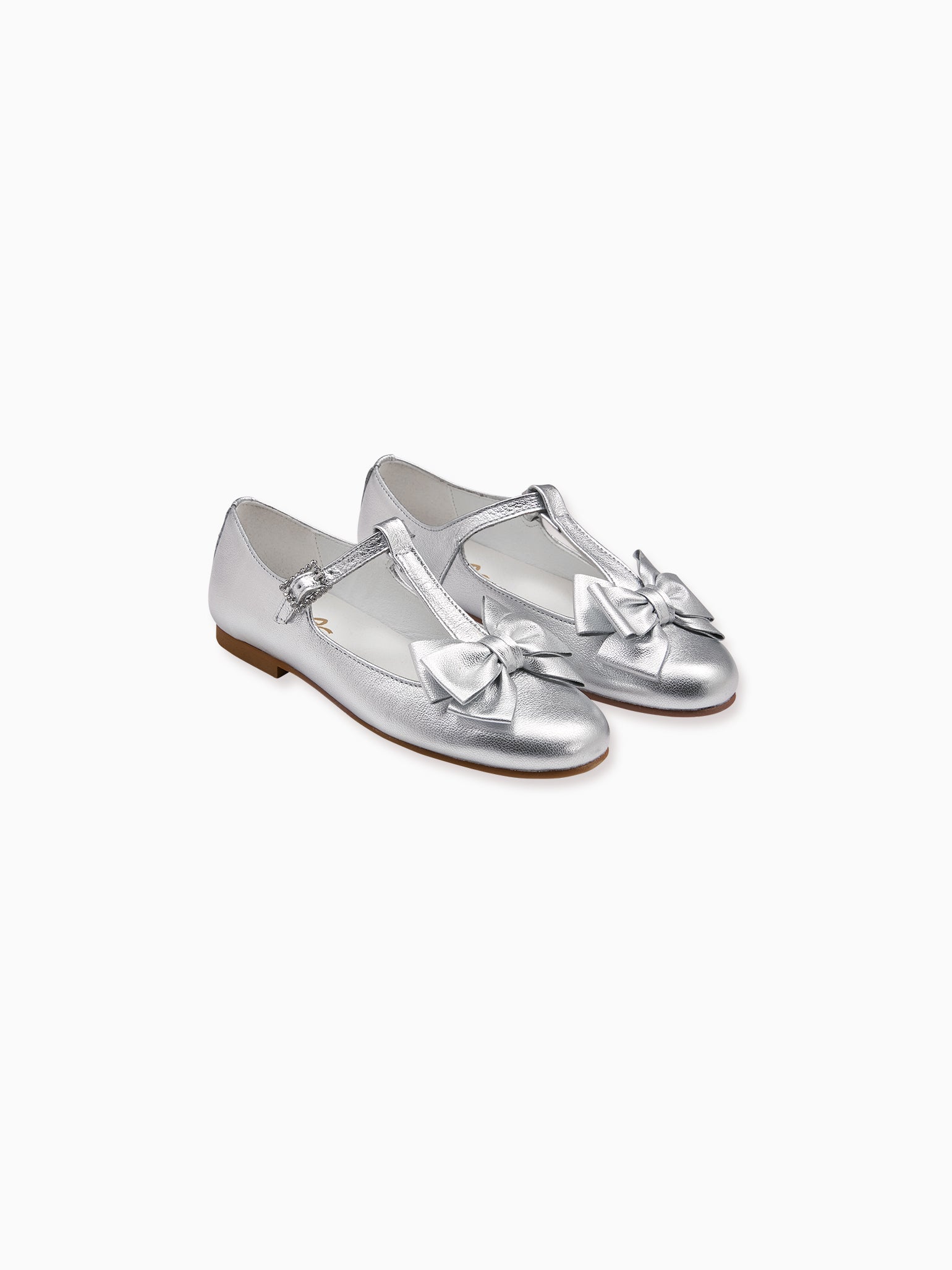 Nicky Hilton x La Coqueta Silver Tessa Leather Girl T-Bar Shoes