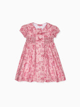 Nicky Hilton x La Coqueta Pink Toile de Jouy Theodora Girl Hand-Smocked Dress
