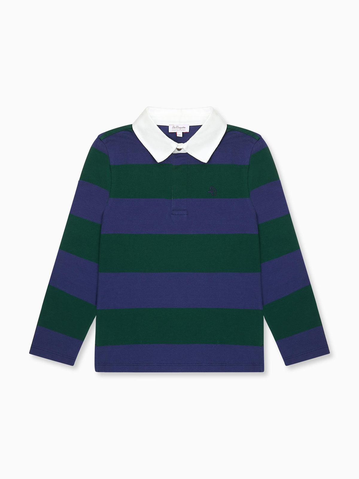 Green Stripe Tijo Long Sleeve Boy Rugby Shirt