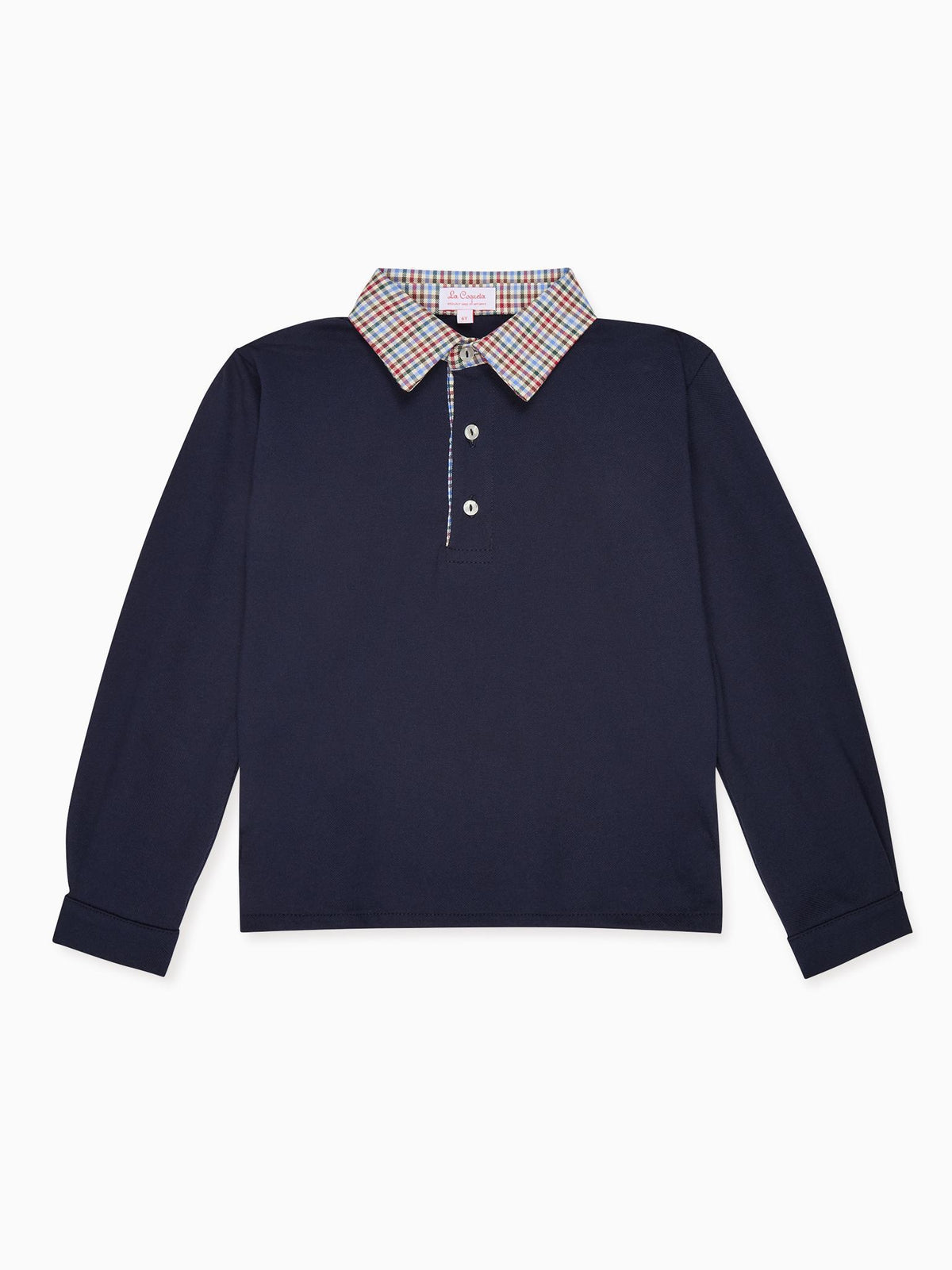 Navy Check Tijo Long Sleeve Boy Rugby Shirt