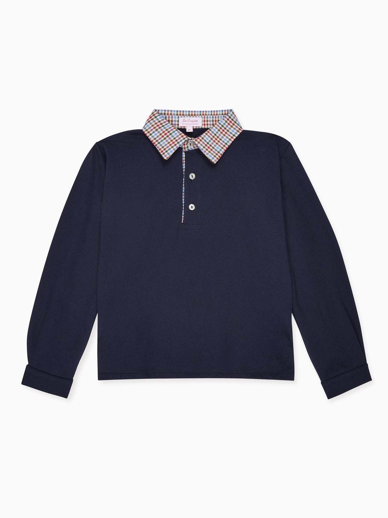 Navy Check Tijo Long Sleeve Boy Rugby Shirt