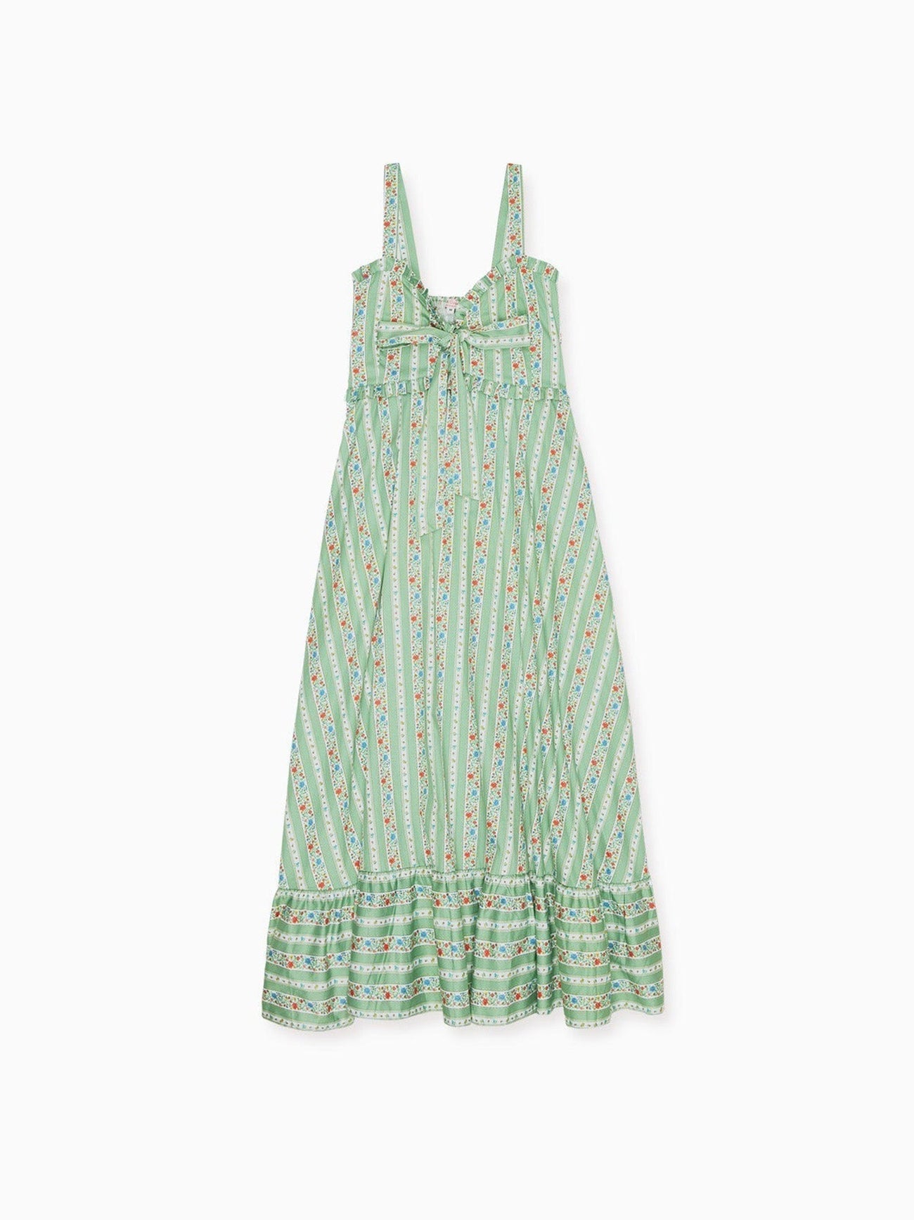 Sage Floral Stripe Toledo Women Midi Dress