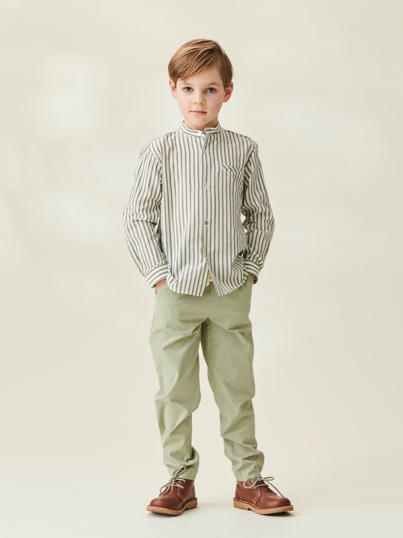 Sage Green Andreas Boy Cotton Trousers