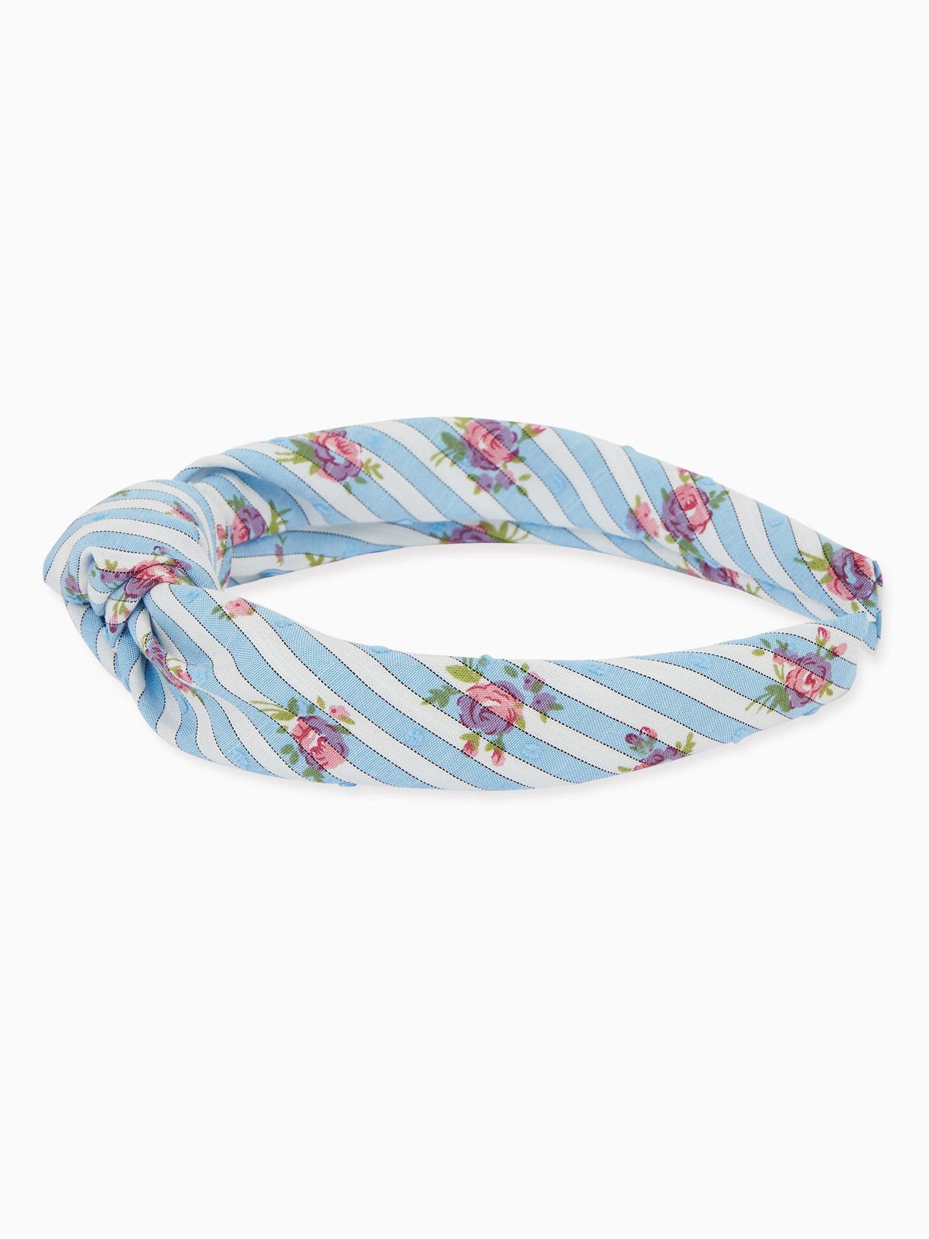 Blue Stripe Top Knot Headband