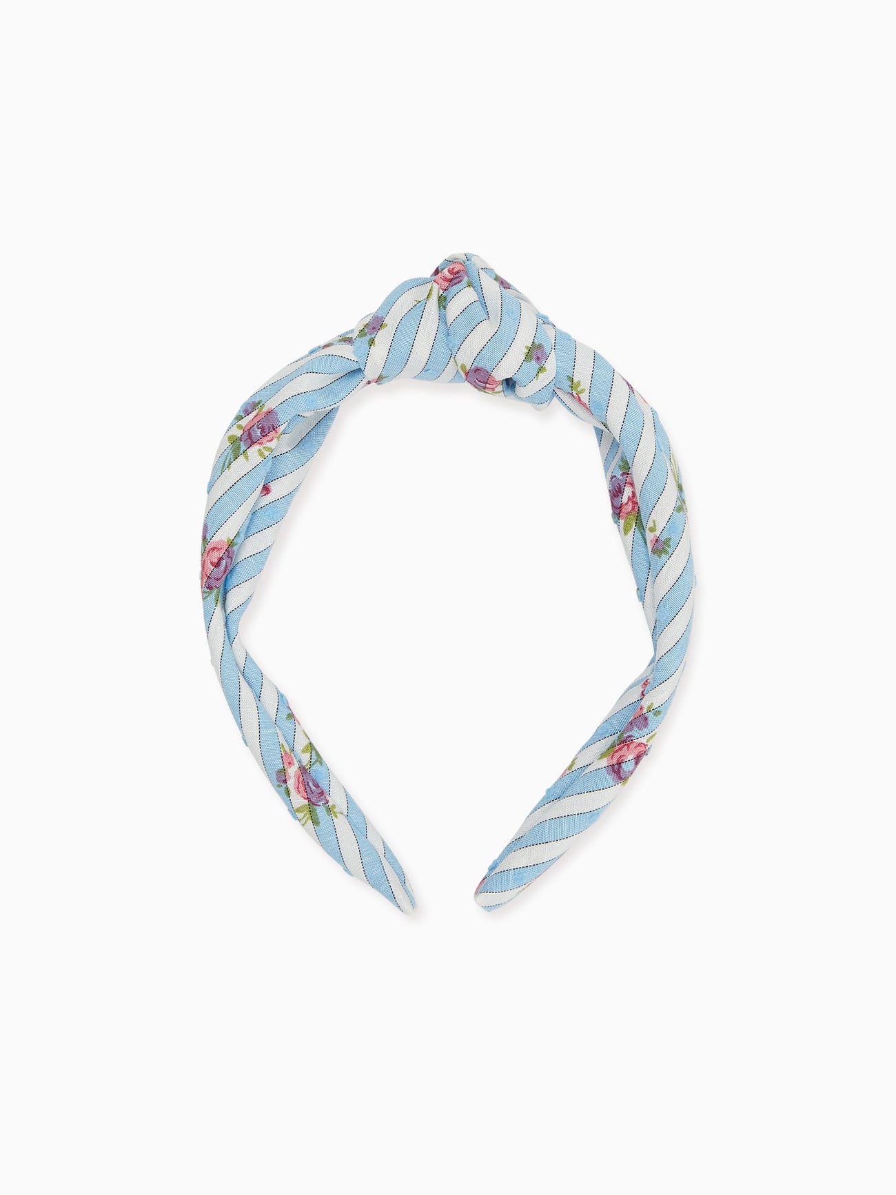 Blue Stripe Top Knot Headband