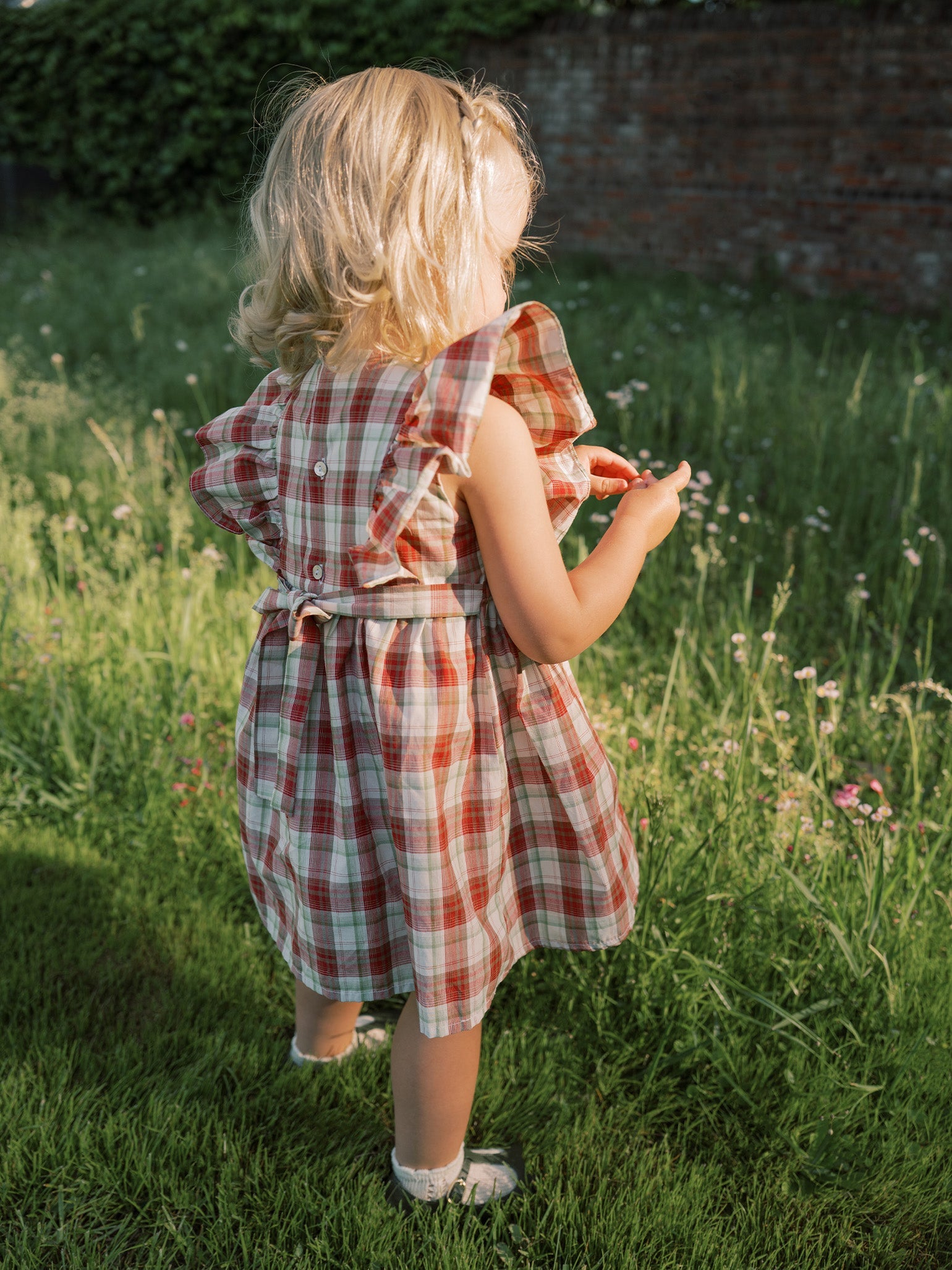 Red Check Blanca Girl Smock Dress