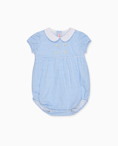 Blue Gingham Claro Baby Romper