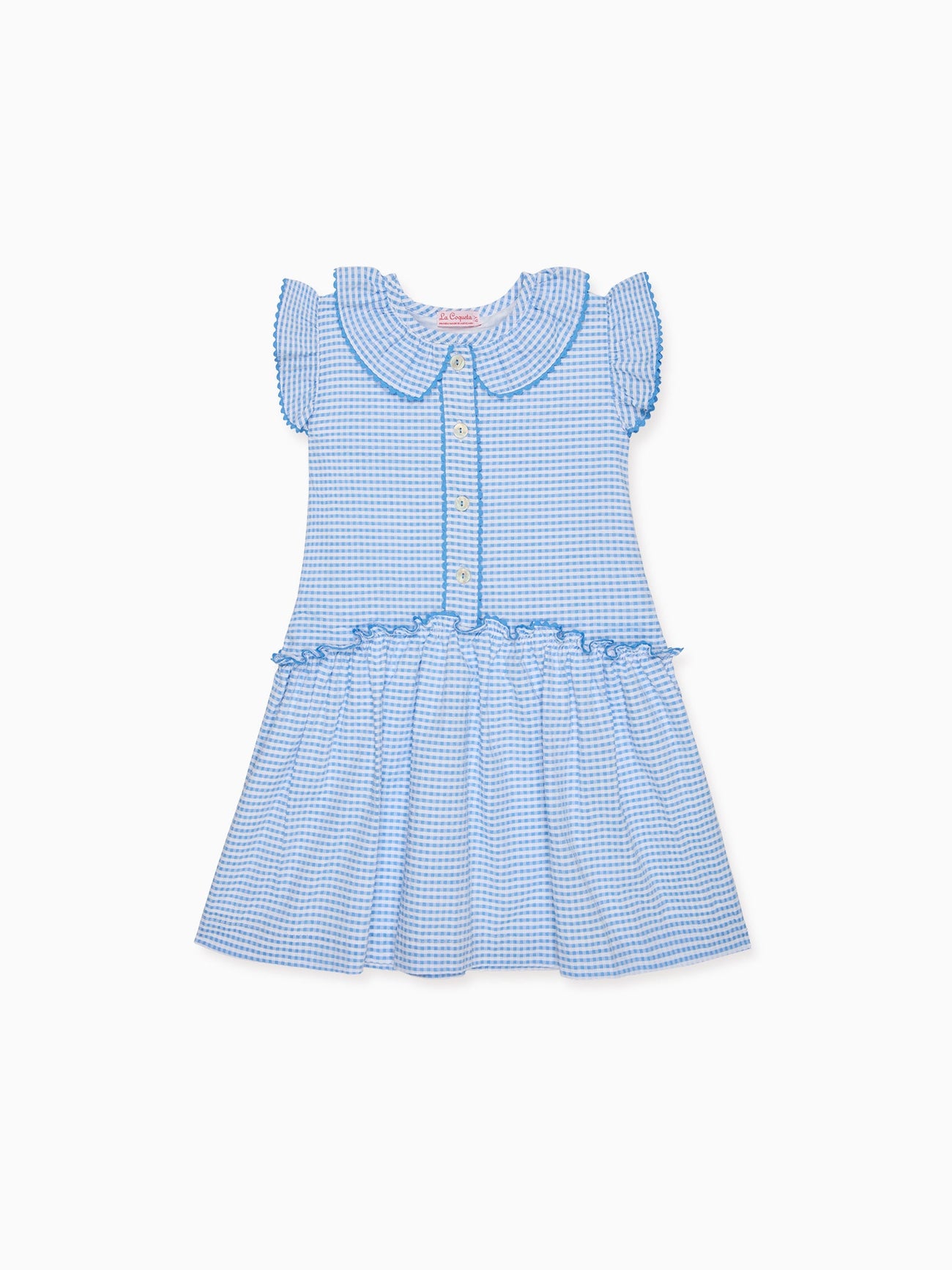Blue Gingham Fabiola Girl Drop Waist Dress