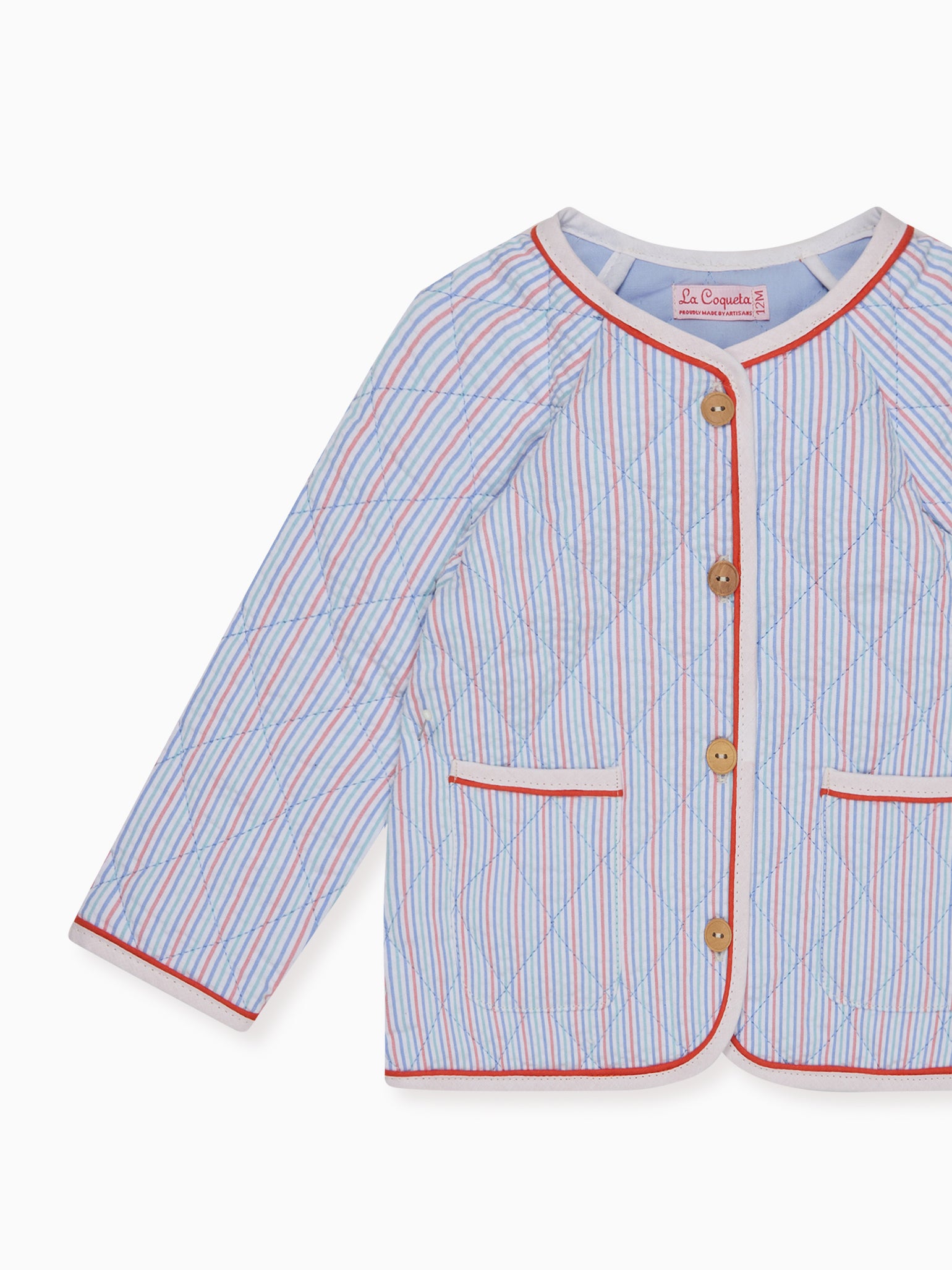 Coral Stripe Frances Baby Jacket