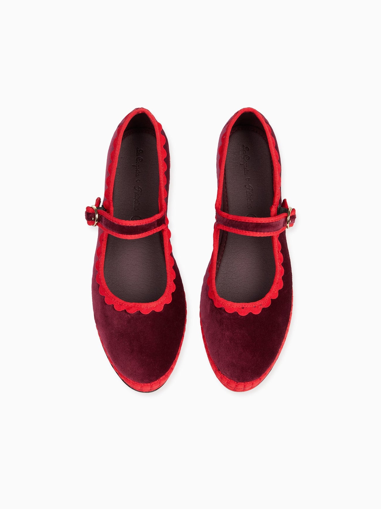 Flabelus x La Coqueta Woman Burgundy Velvet Mary Jane Shoes