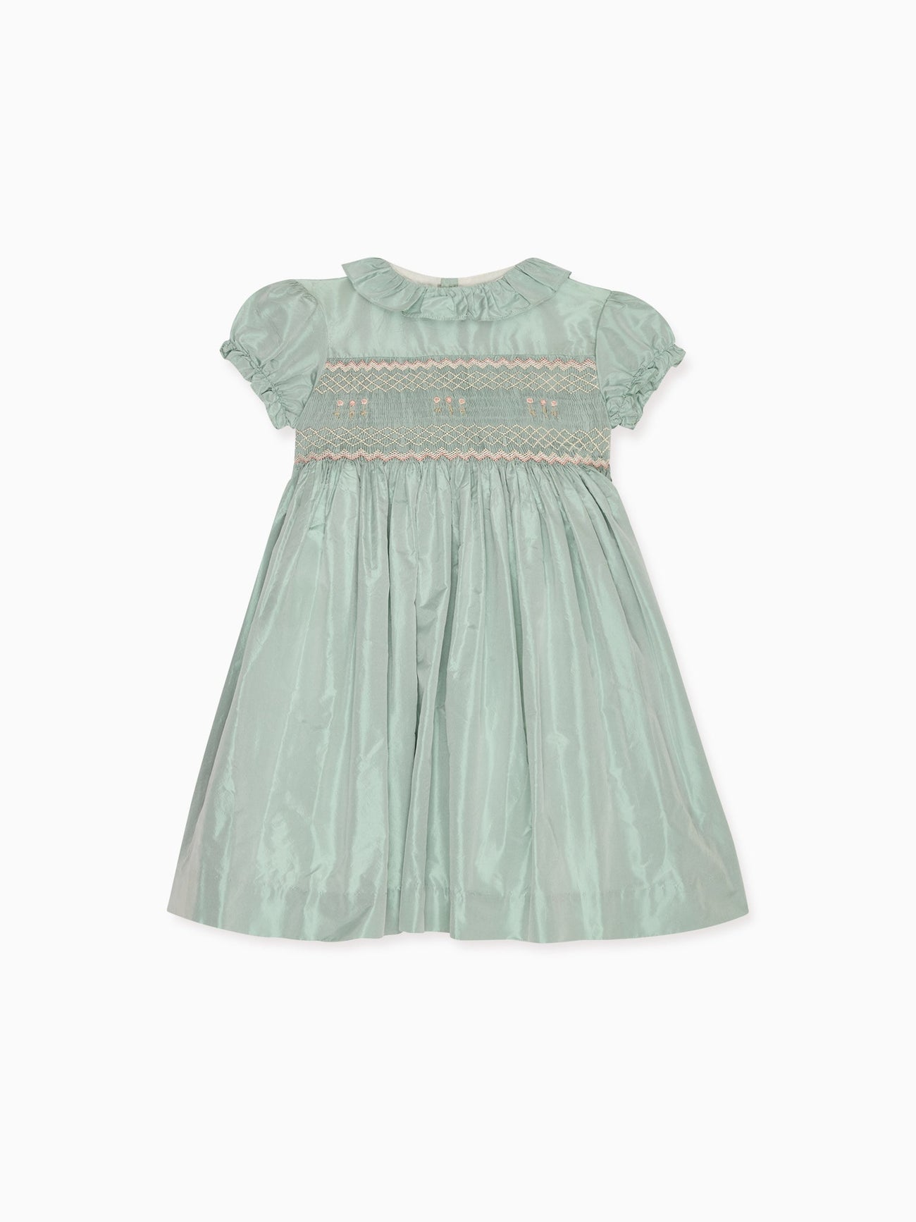 Sage Verity Silk Ceremony Girl Hand-Smocked Dress