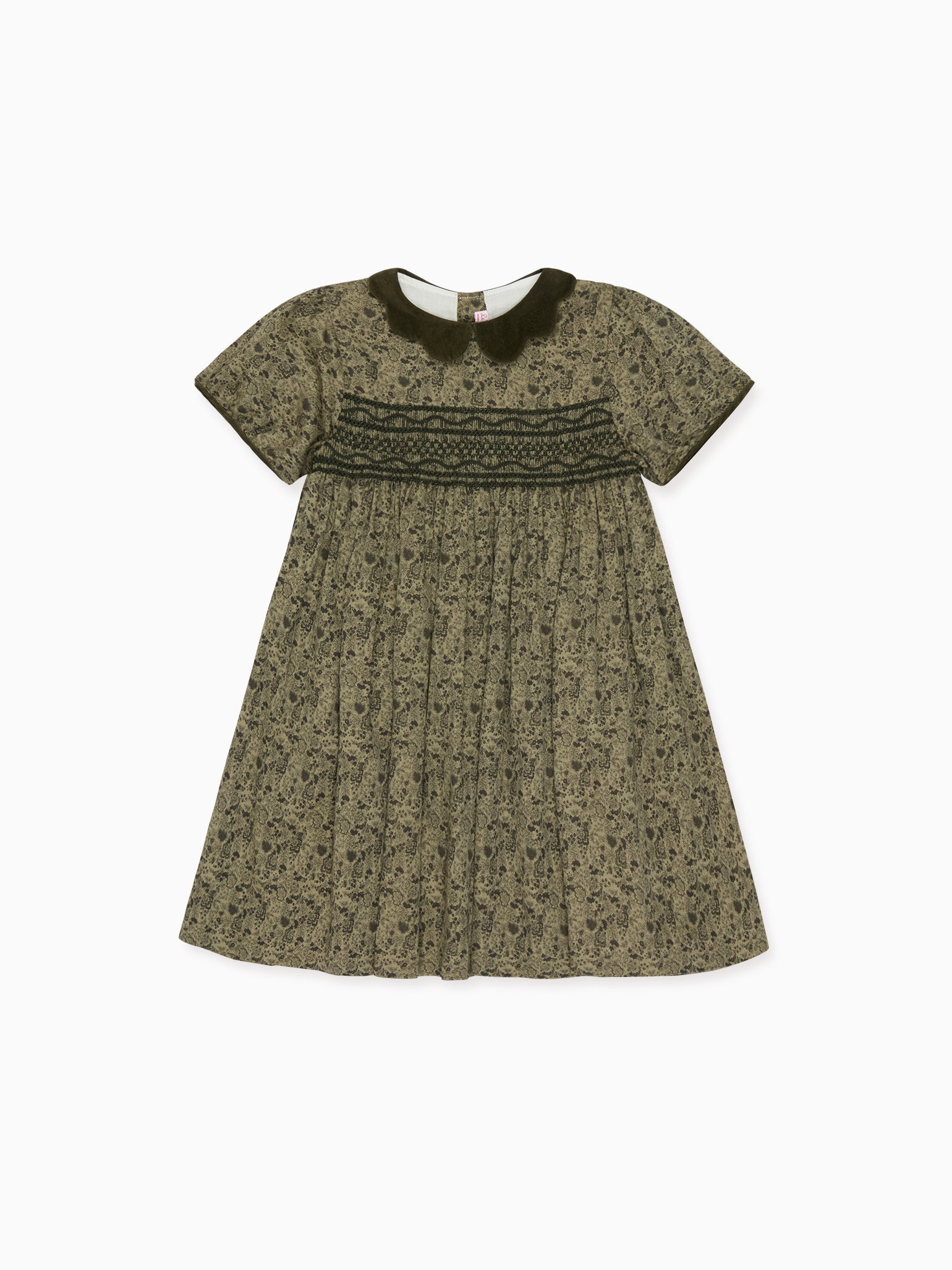 Green Floral Victoria Girl HandSmocked Dress La Coqueta Kids