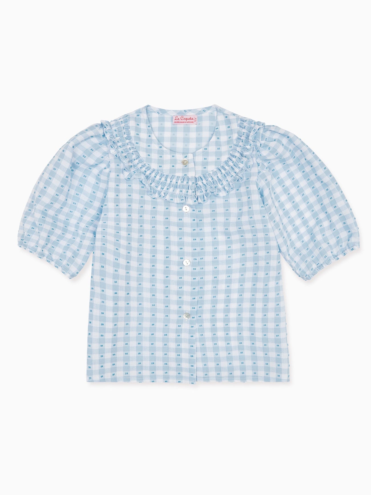 Blue Gingham Violeta Girl Smock Shirt