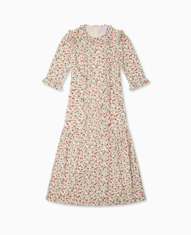 Ivory Floral Violeta Women Long Dress