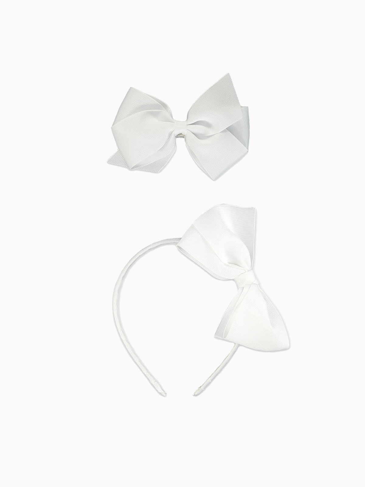 White Big Bow Hair Accessories Bundle