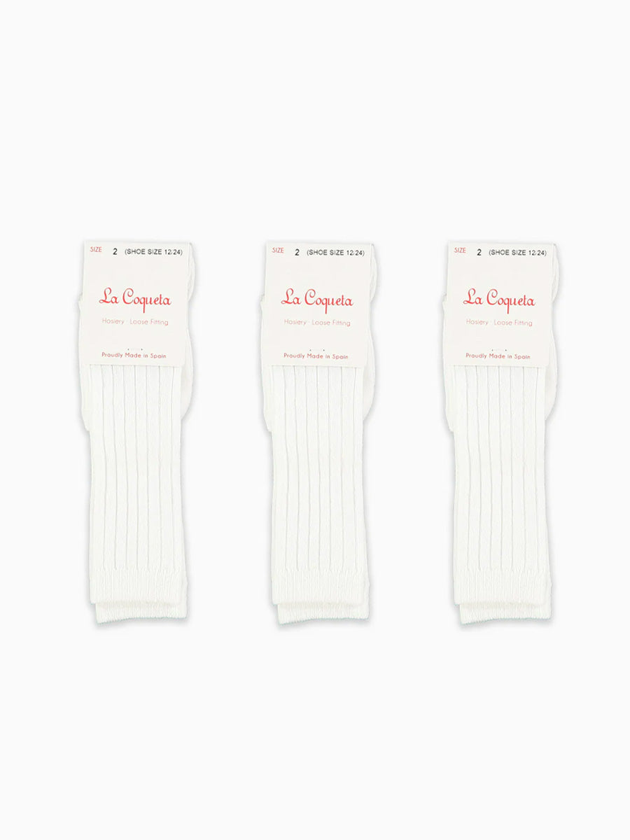 White Ribbed Knee High Kids Socks Set – La Coqueta Kids