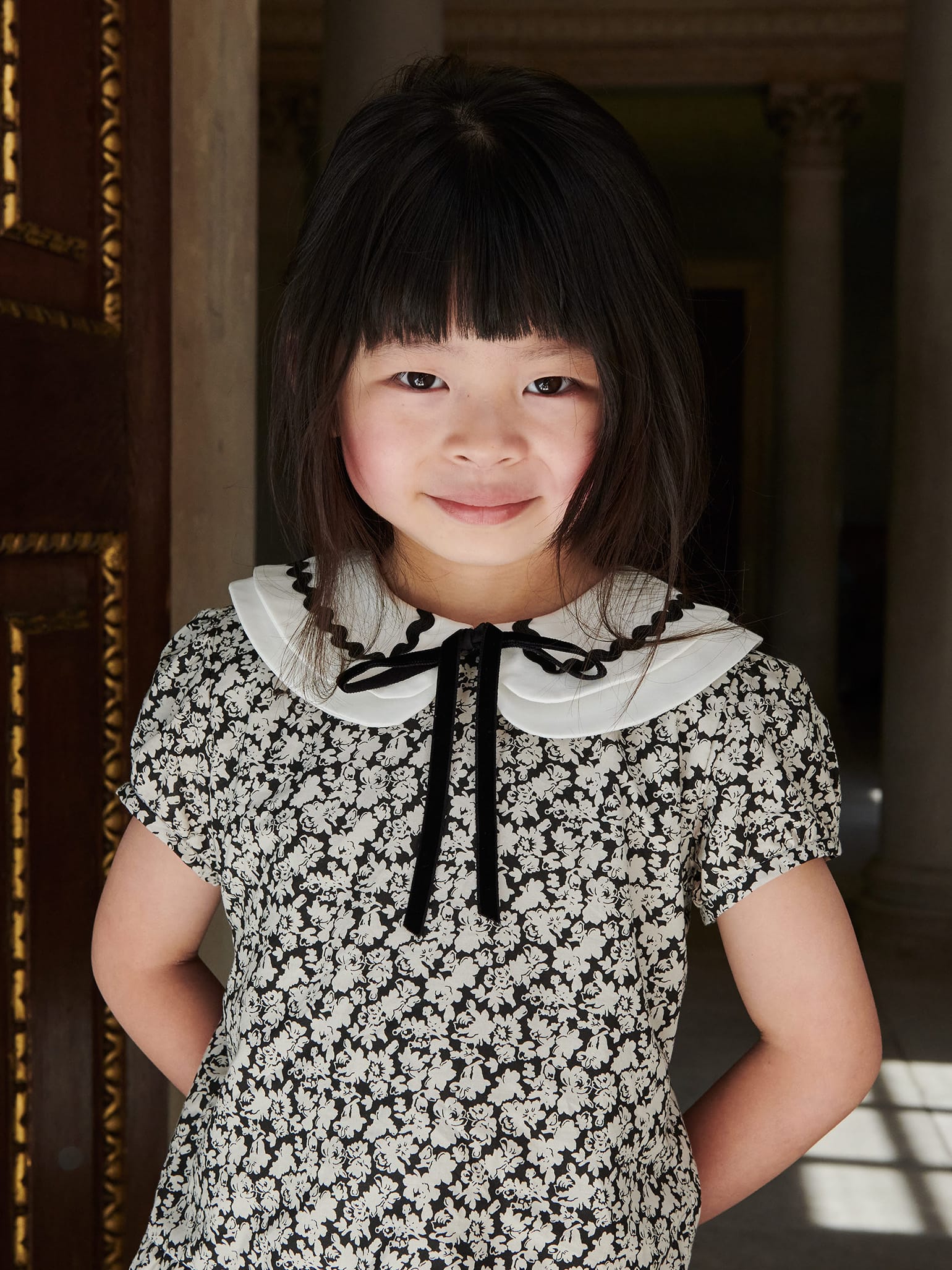 Girls black floral dress on sale