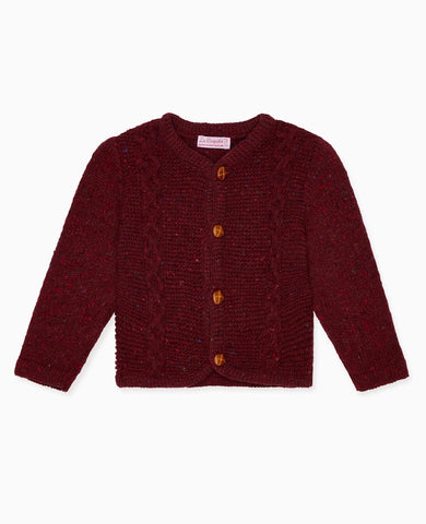 Burgundy Zas Merino Baby Cardigan
