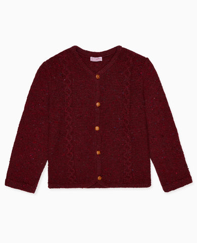 Burgundy Zas Merino Boy Cardigan
