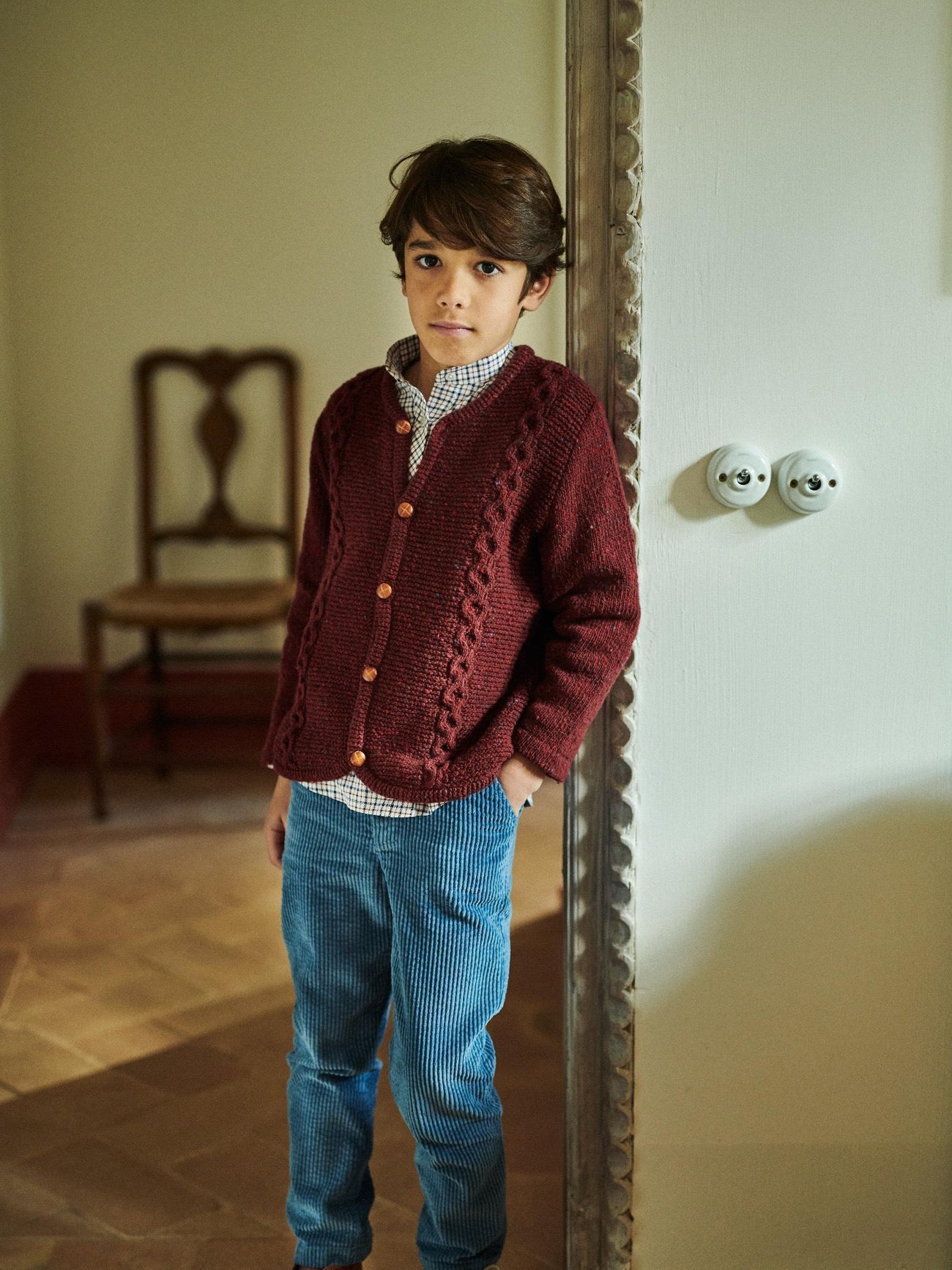 Burgundy Zas Merino Boy Cardigan