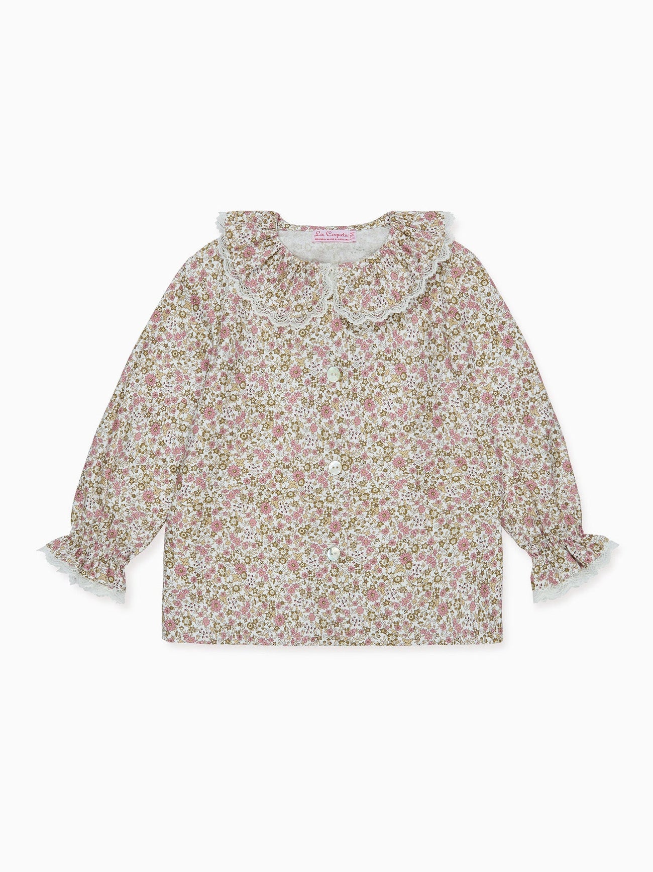 Pink Floral Lila Long Sleeve Baby Girl Shirt