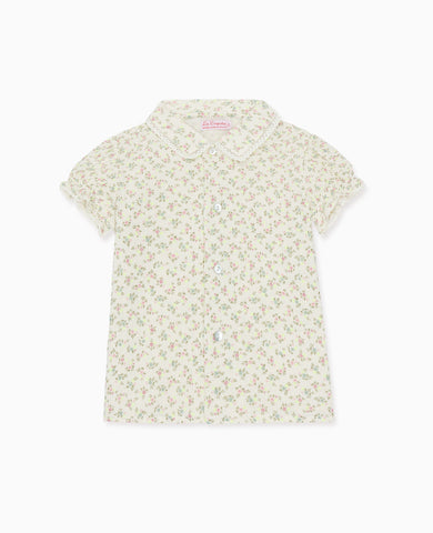 Ivory Floral Peonia Organic Cotton Baby Girl Shirt