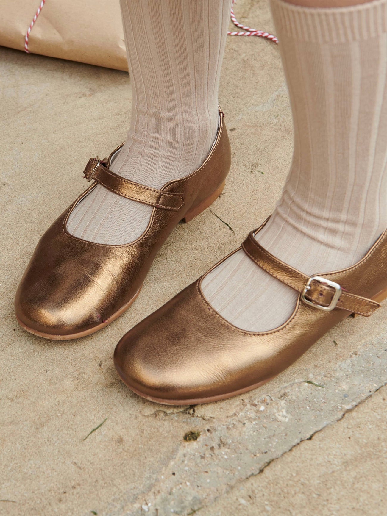 Bronze Leather Girl Mary Jane Shoes