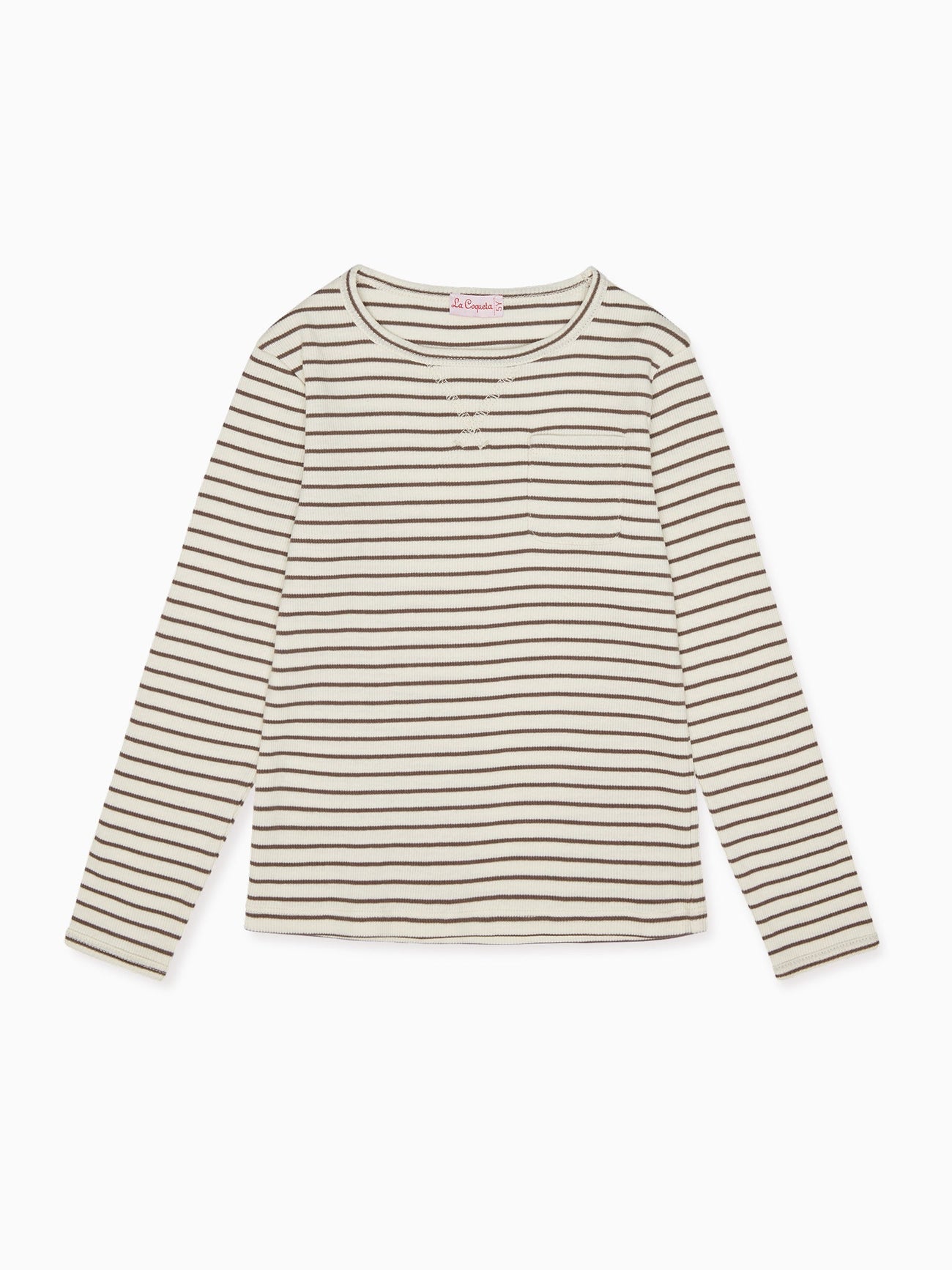 Latte Stripe Alamo Long Sleeve Kids Top