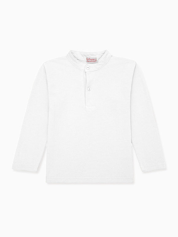 White Alcomo Long Sleeve Boy Polo Shirt
