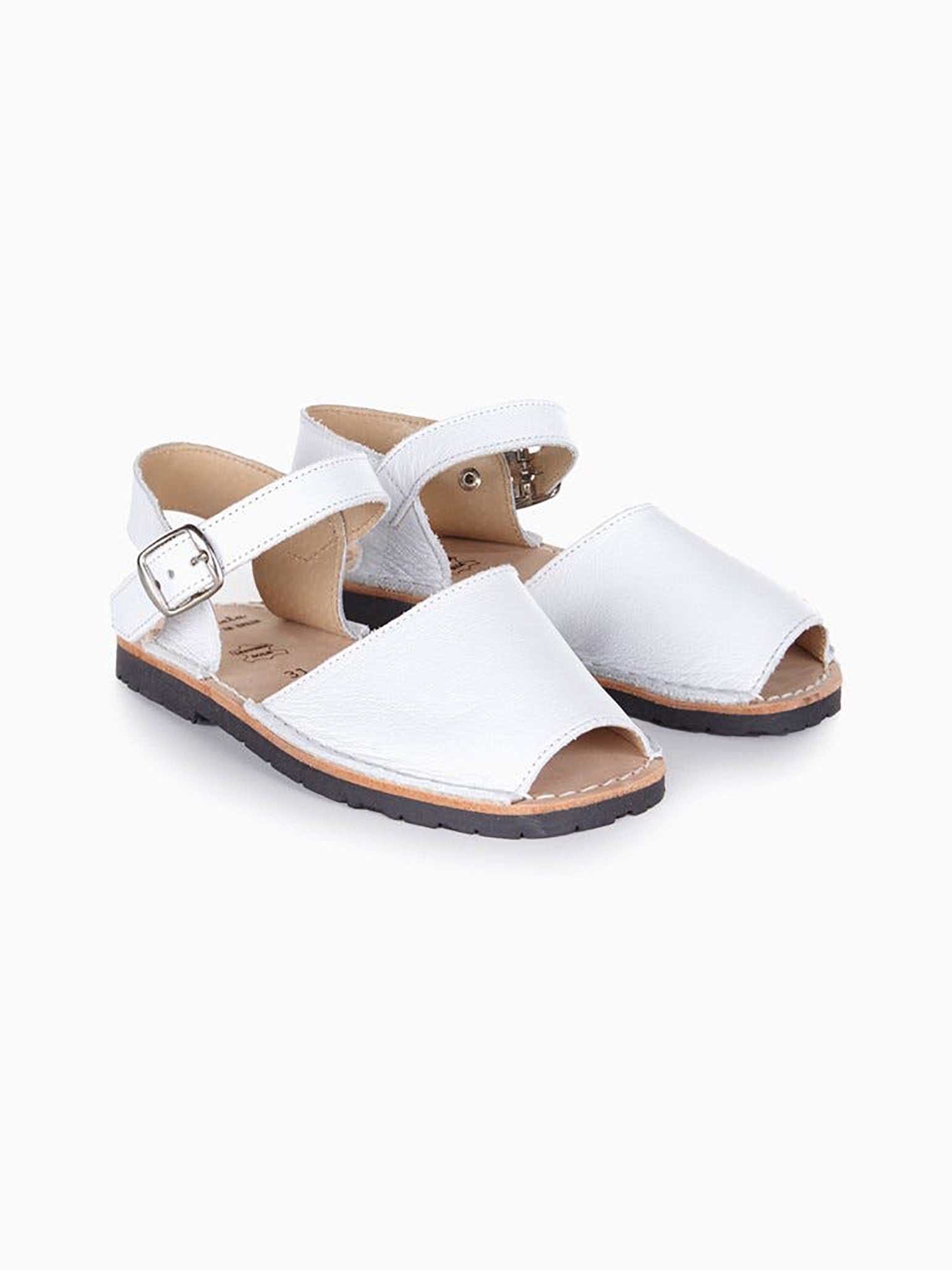 White Avarca Leather Kids Sandals