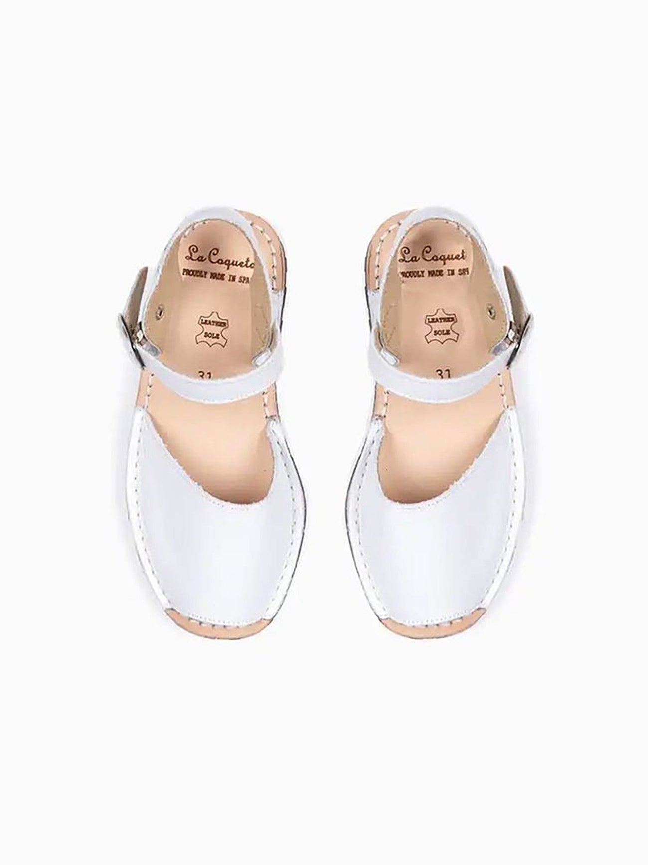 White Avarca Leather Kids Sandals