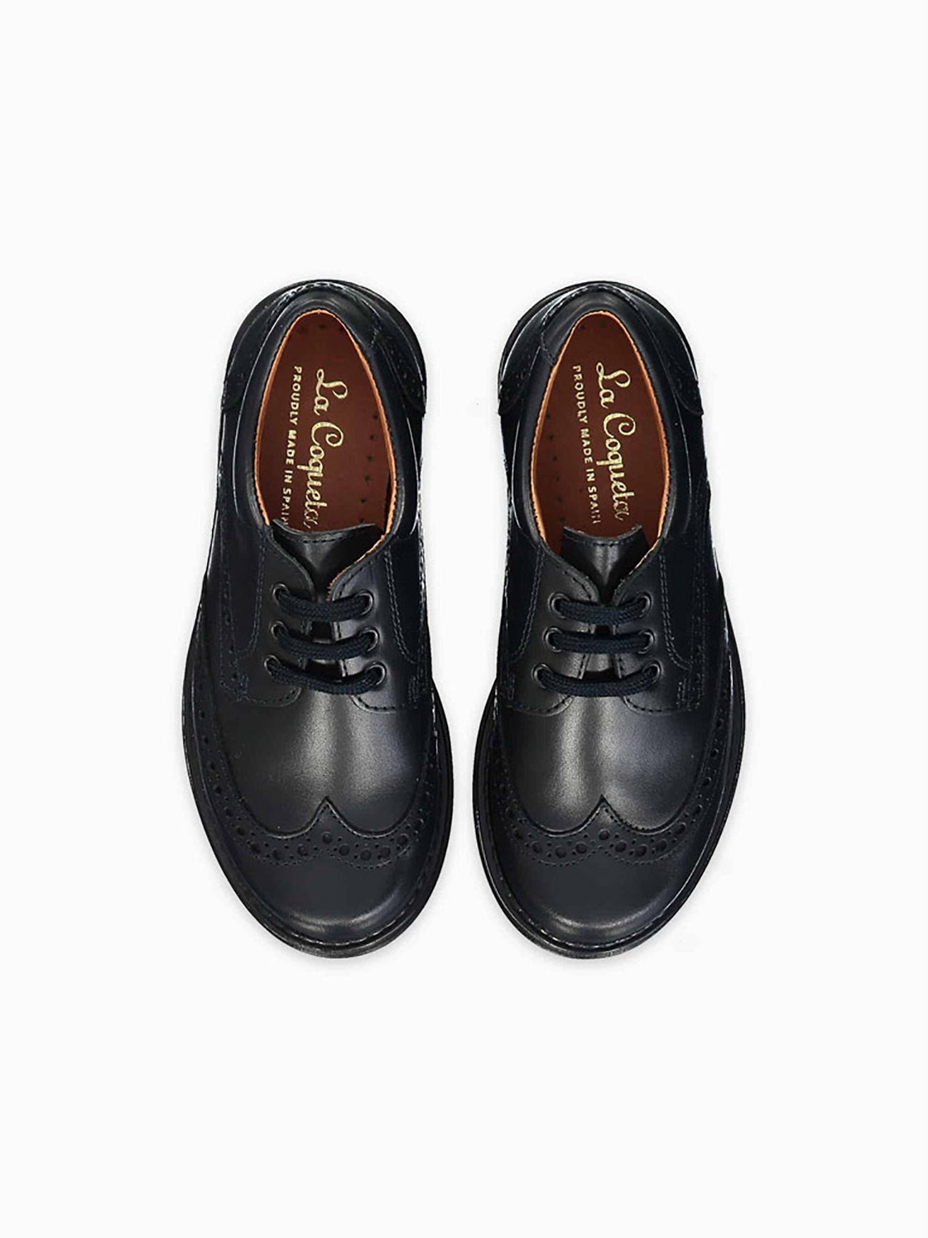 Black Leather Lace Up School Shoes