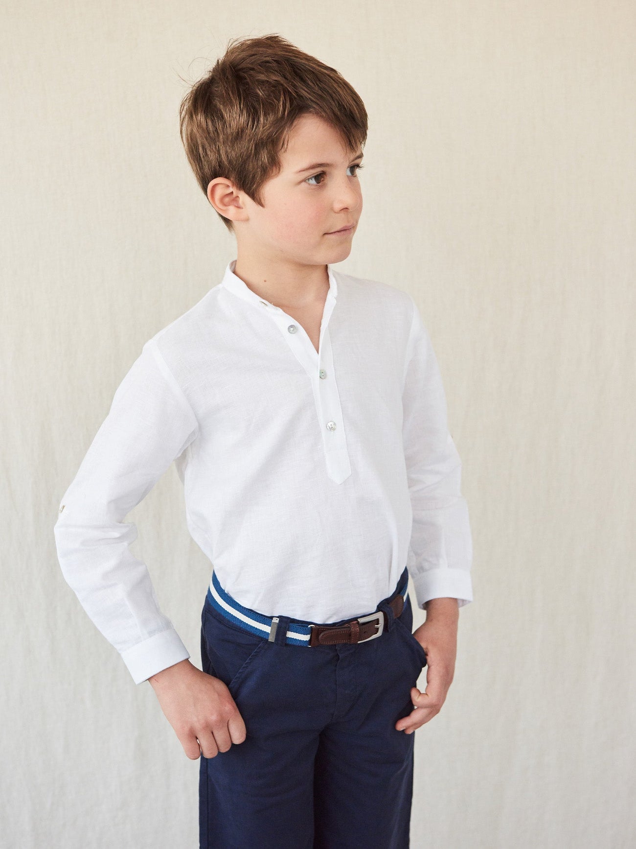 White/Navy Striped Boy Belt