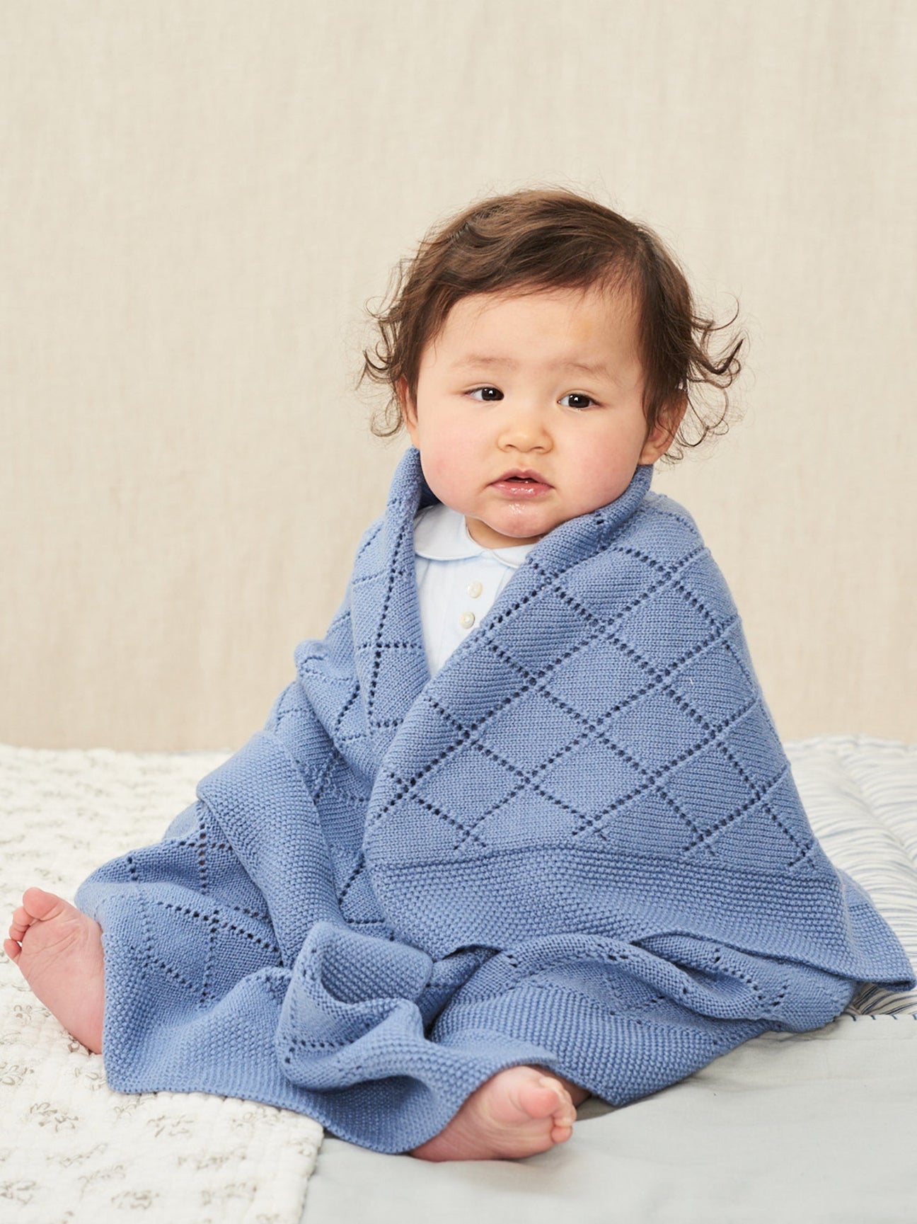 Blue Classic Merino Baby Blanket La Coqueta Kids