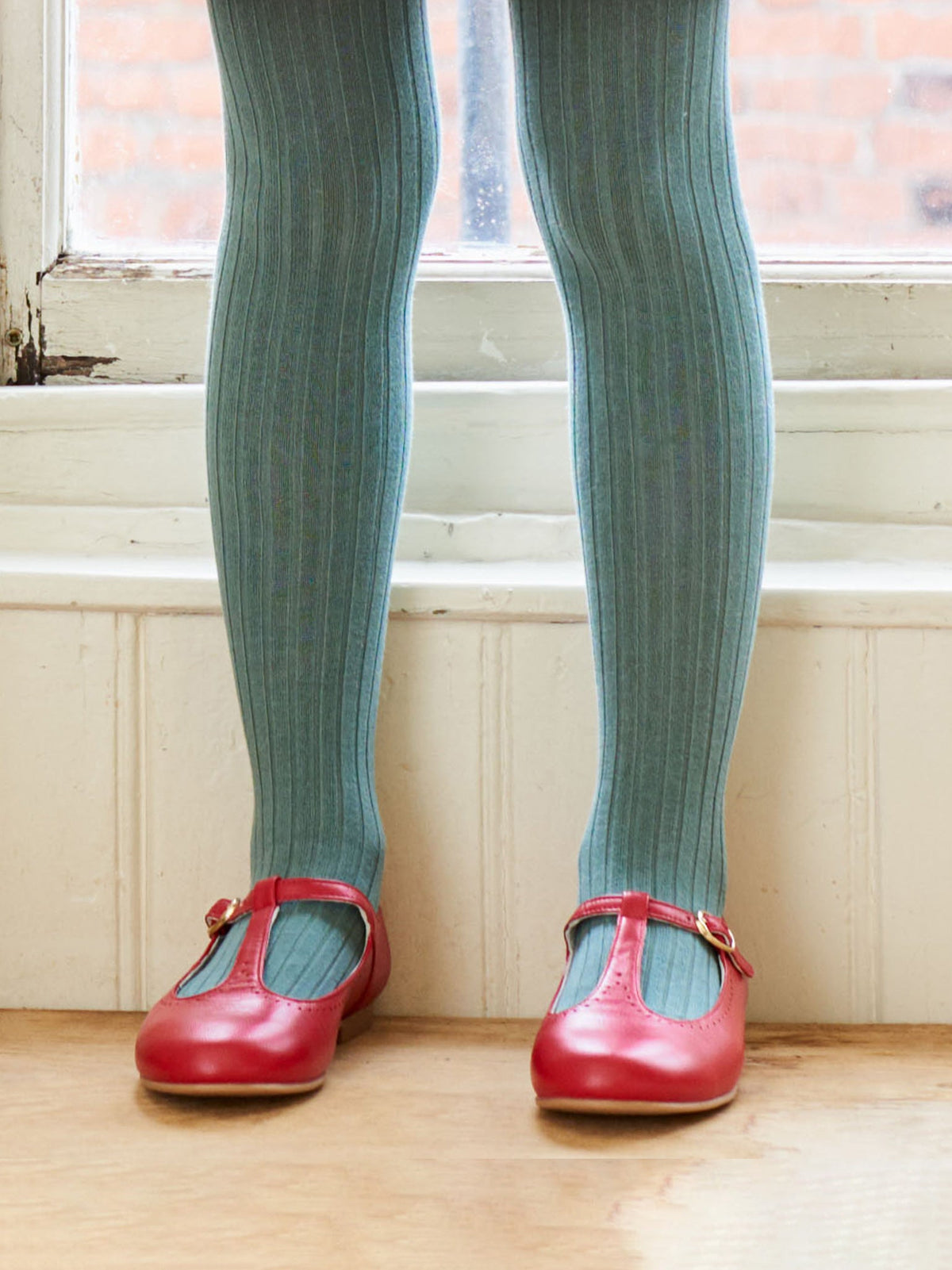 Fern Ribbed Kids Tights | La Coqueta Kids UK