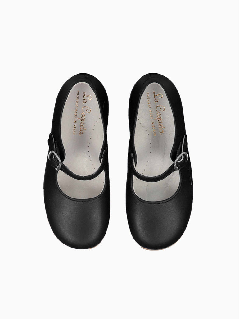 Black Leather Girl Mary Jane Shoes