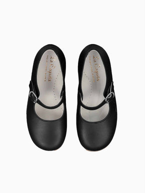 Black Leather Girl Mary Jane Shoes