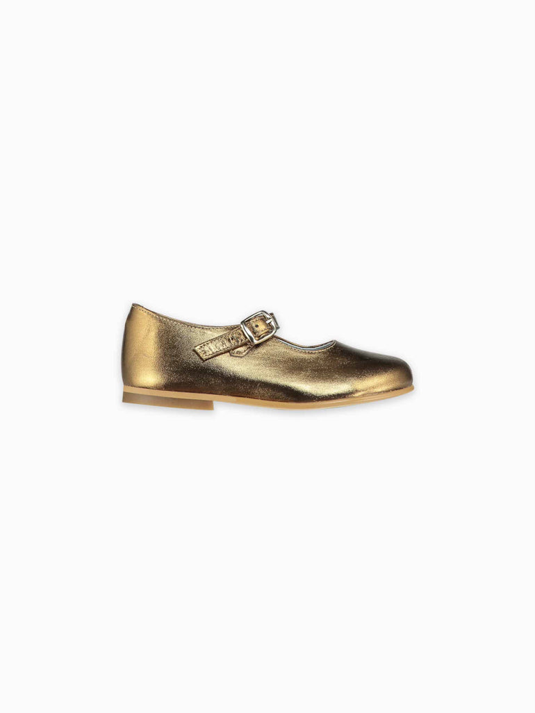 Bronze Leather Girl Mary Jane Shoes