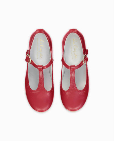 Red Leather Girl T-Bar Shoes