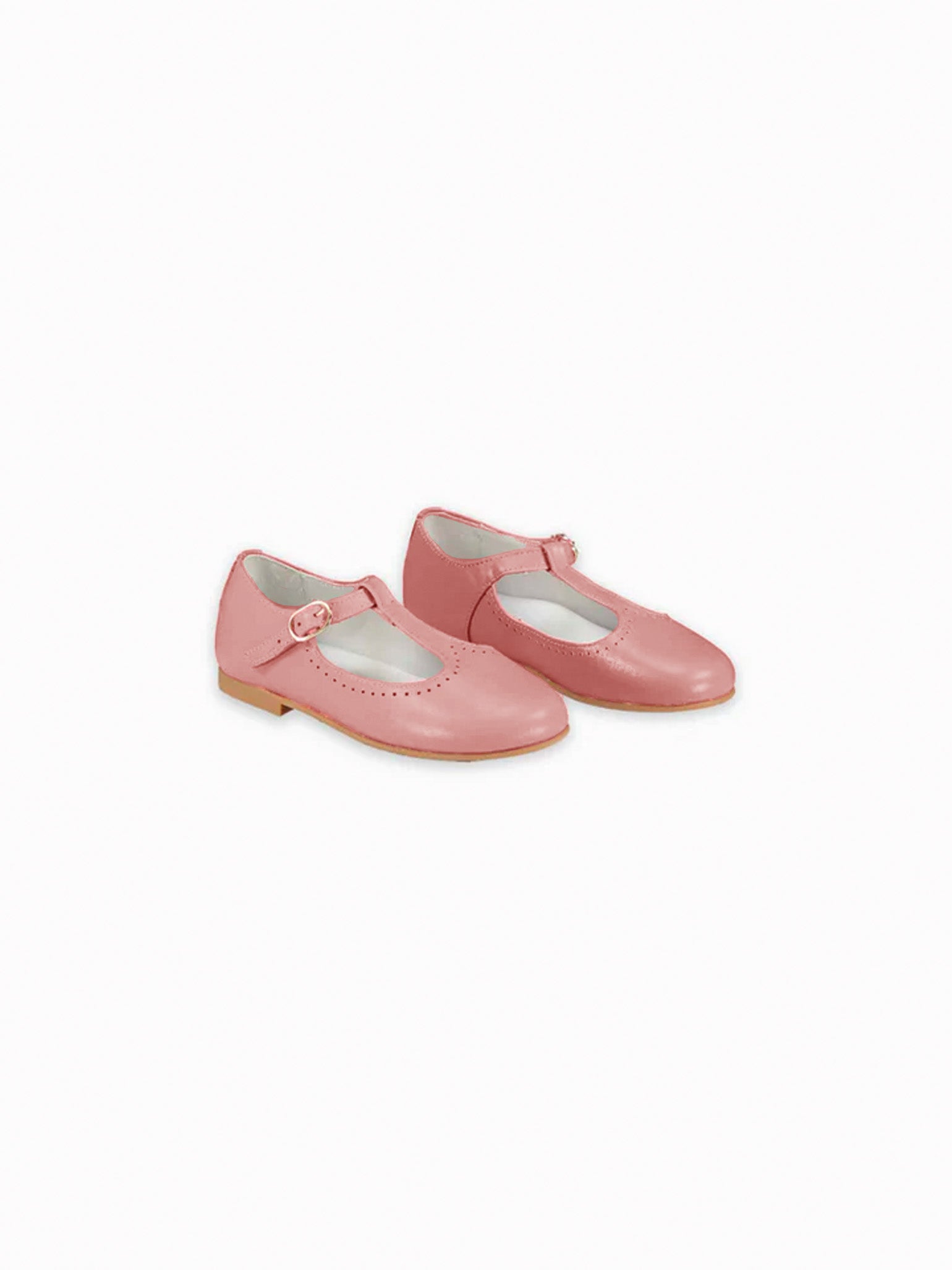Pink Leather Girl T-Bar Shoes