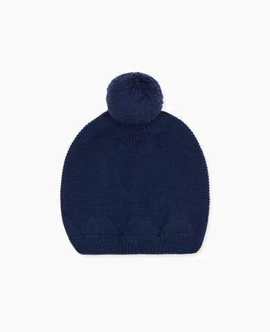 Navy Merino Kids Bobble Hat