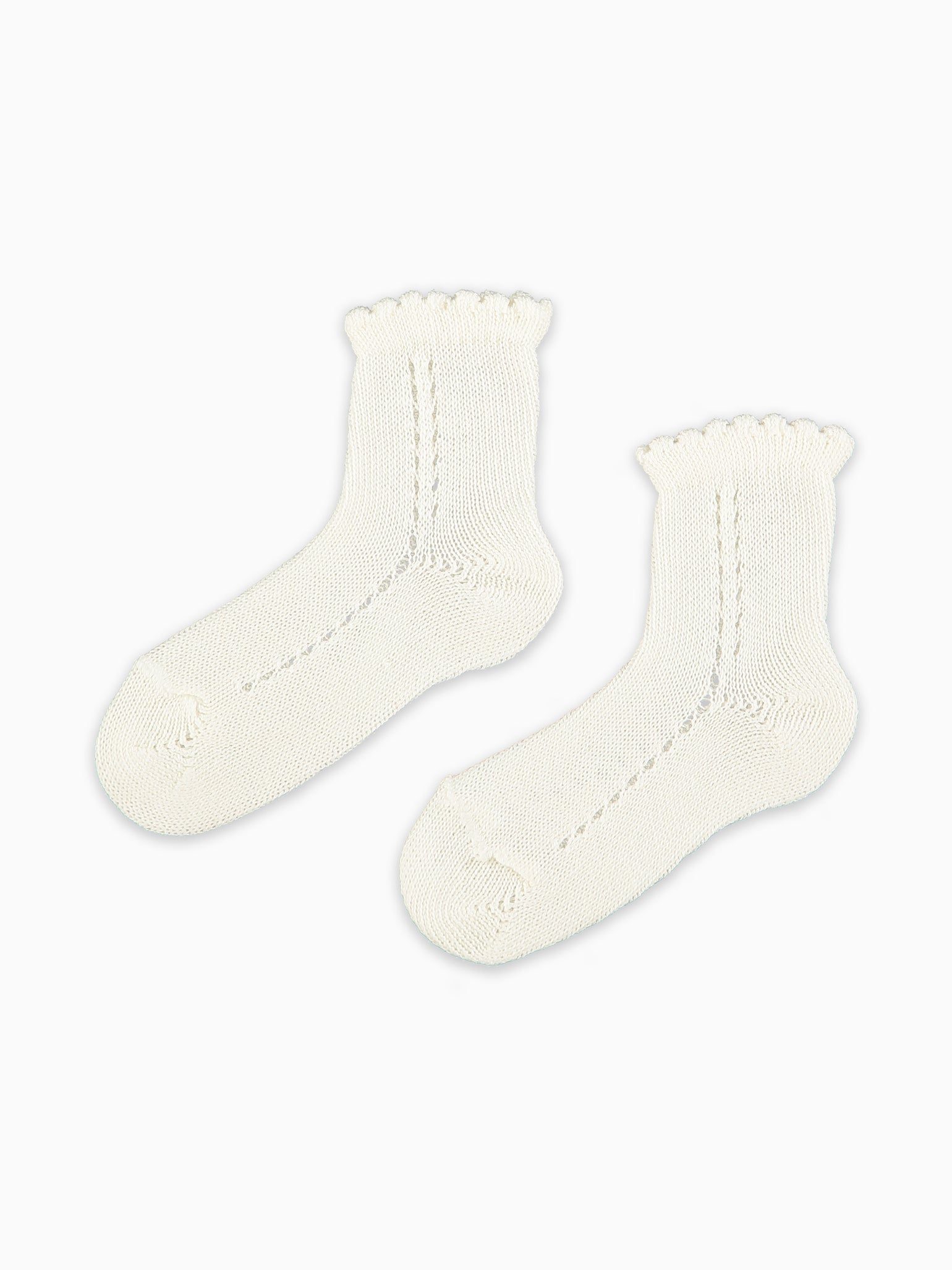 Off White Openwork Short Girl Socks La Coqueta Kids
