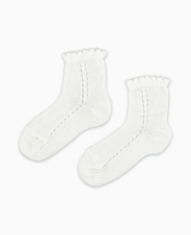 White Openwork Short Girl Socks