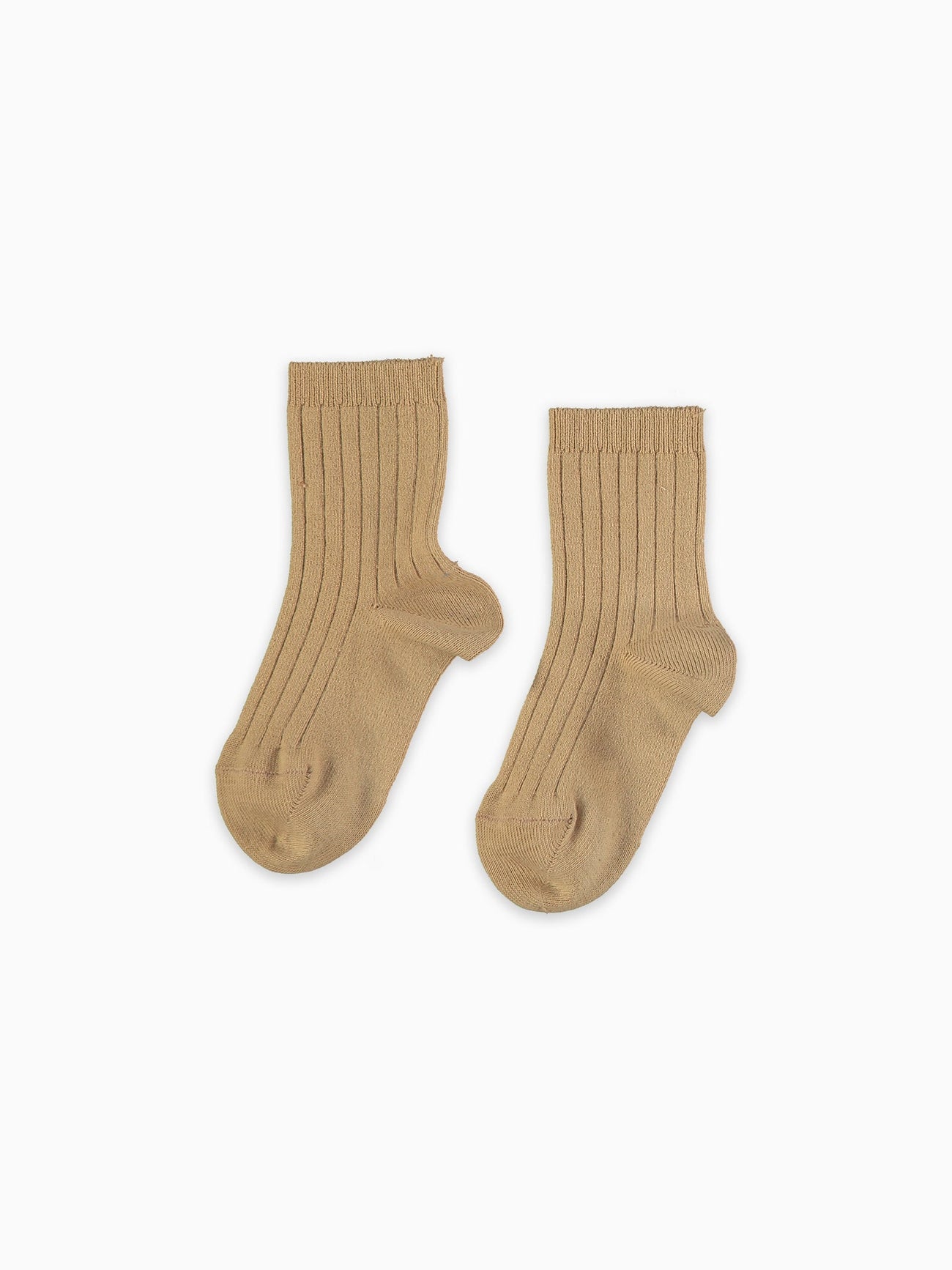 Camel Ribbed Short Kids Socks