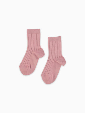 Dusty Pink Ribbed Short Girl Socks