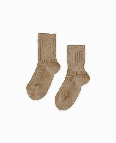 Stone Ribbed Short Kids Socks