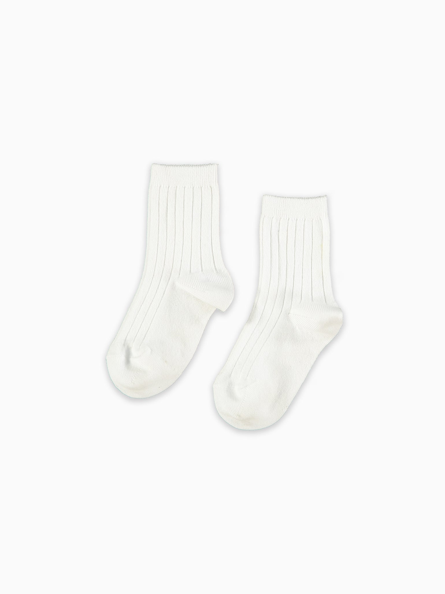 White Ribbed Short Kids Socks