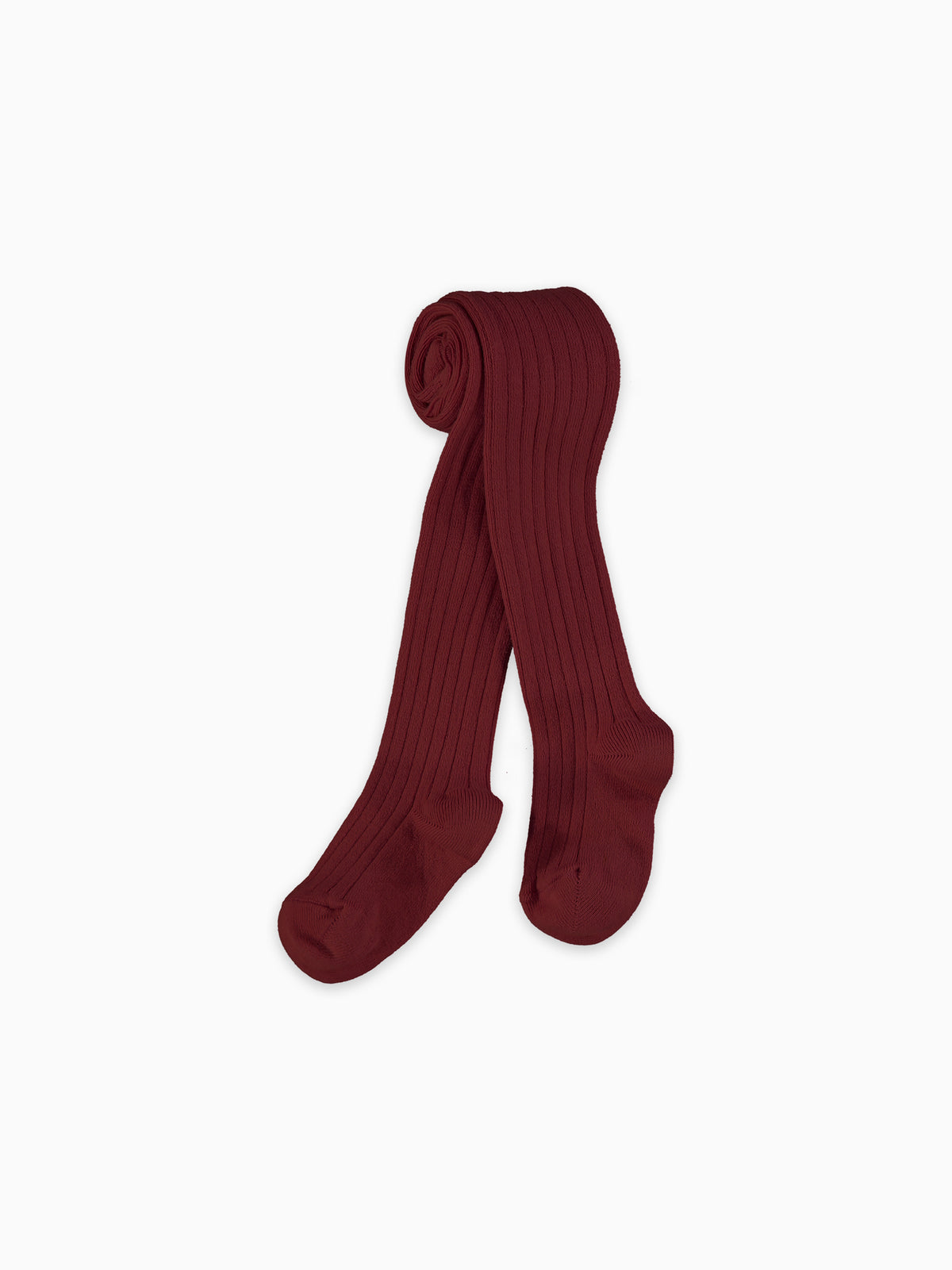 Burgundy Ribbed Kids Tights | La Coqueta Kids UK
